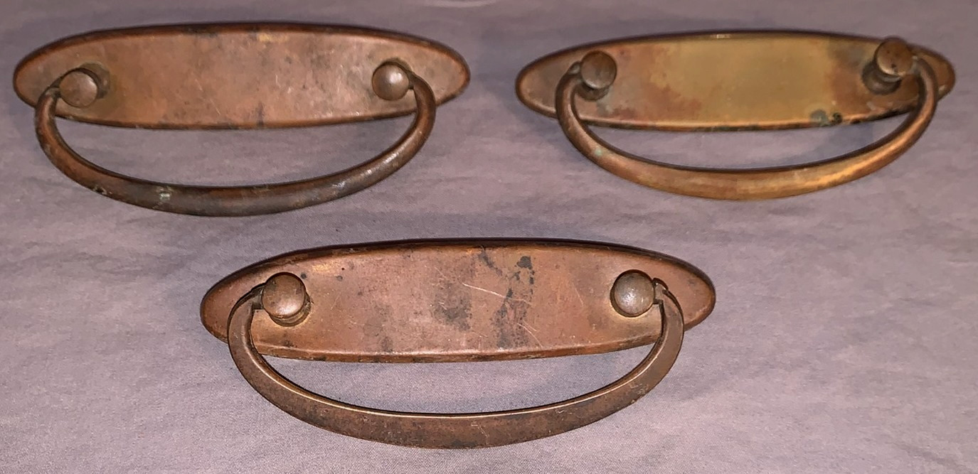 Great Set 3 Antique Brass Drop Bail Drawer Pulls