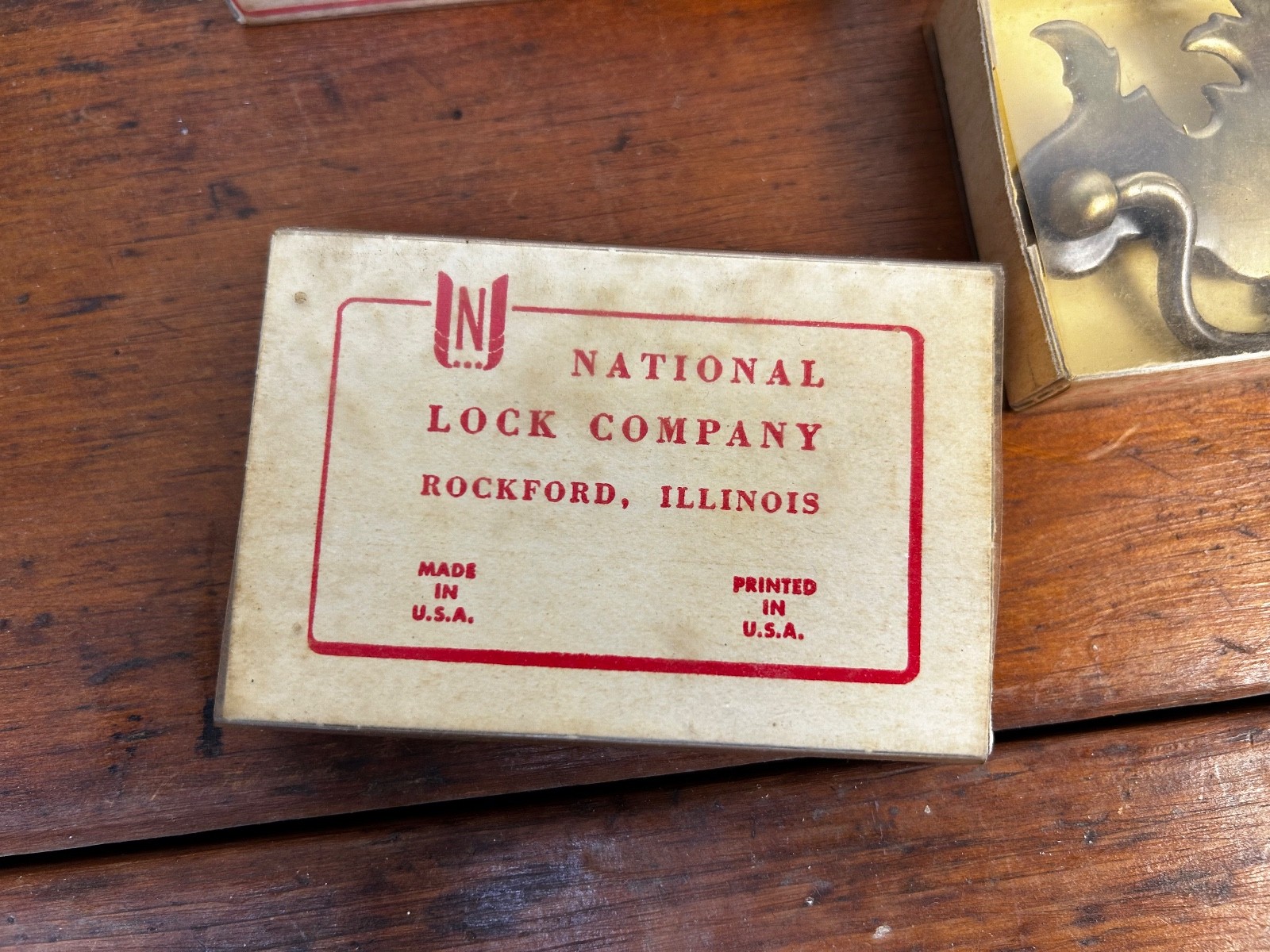 Set of 4 Vintage National Lock Co Antique English Drawer Pulls Brass NOS – READ