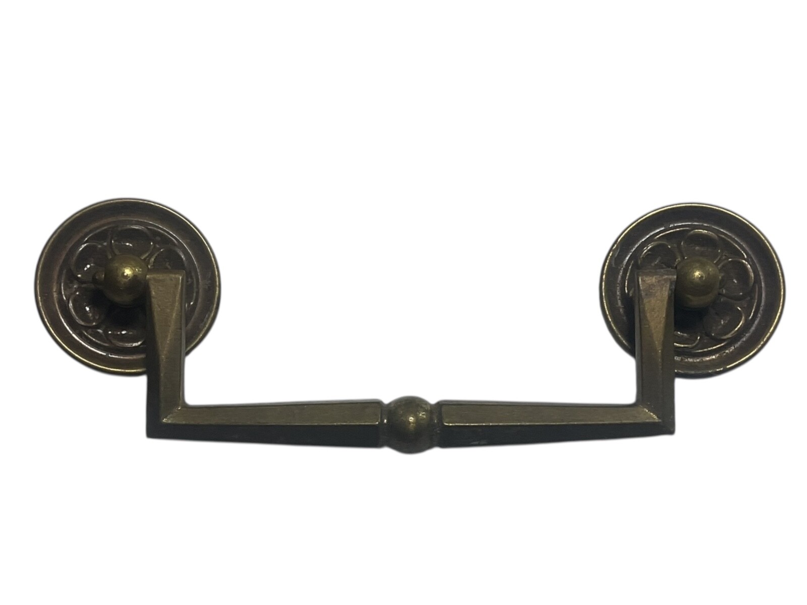 SOLID BRASS VINTAGE MCM SQUARE HANDLE DRAWER BAIL DROP PULL SWING HANDLE