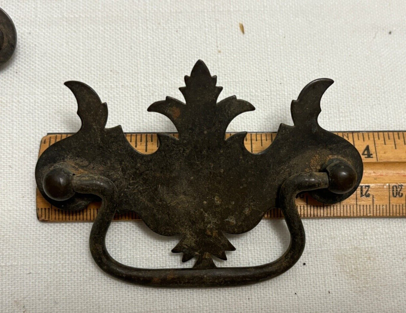 12 Chippendale Batwing Vintage Stamped Metal Drawer Pulls w Bails 2 Sizes