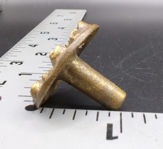 Antique Cast Brass Drawer Knob Pull Ornate Brass Raised Relief Design w/screw