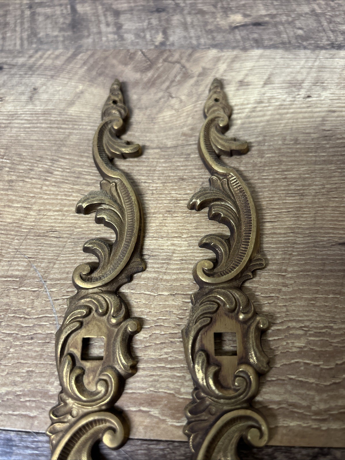 2 vintage KBC K13455 knob back plates ornate metal plate hardware Victorian styl