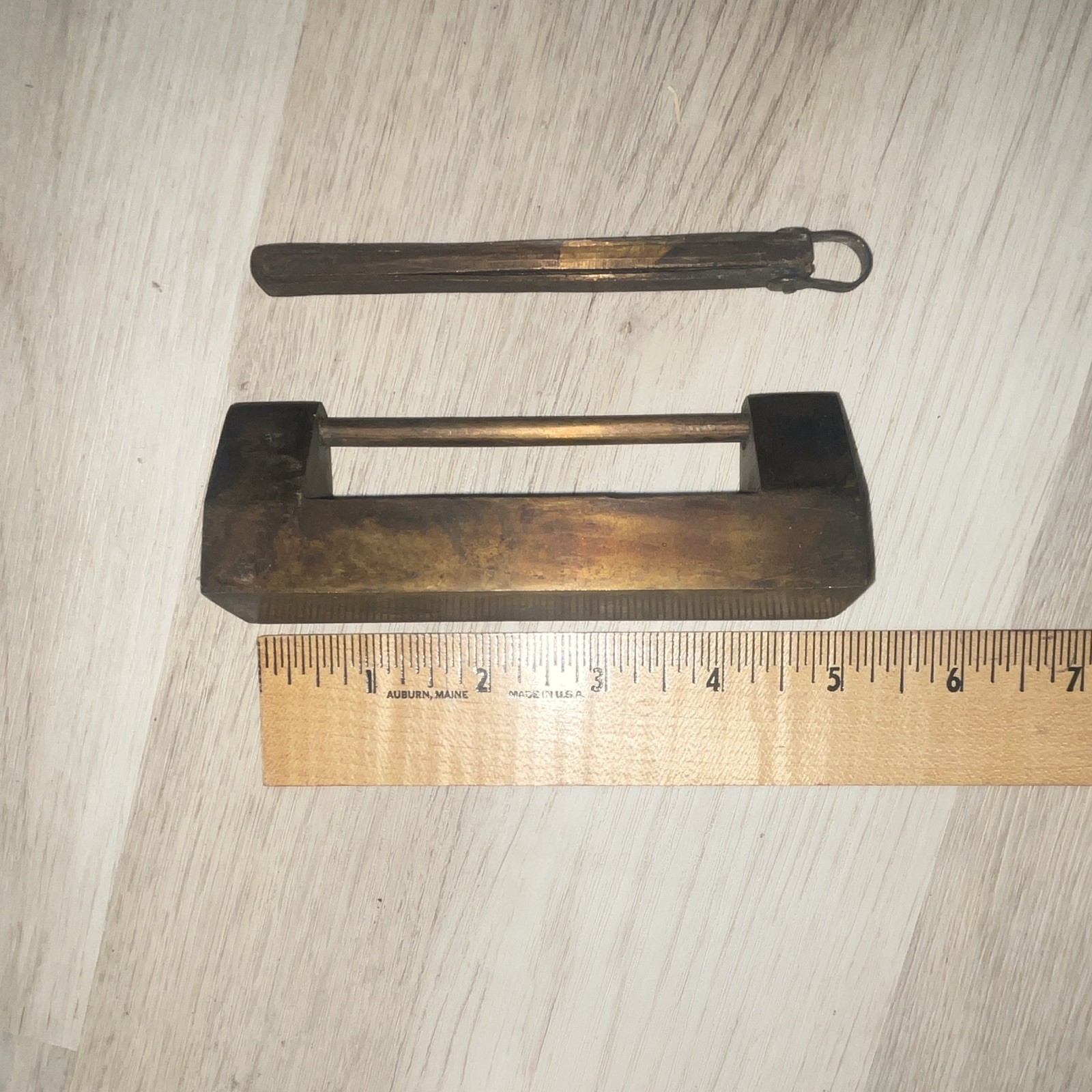5” Vintage Bronze tone Chinese padlock with key