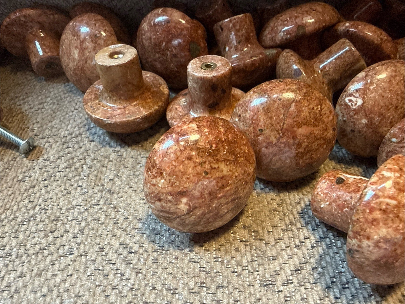 30 Mushroom Shaped Red Marble Knobs Pulls