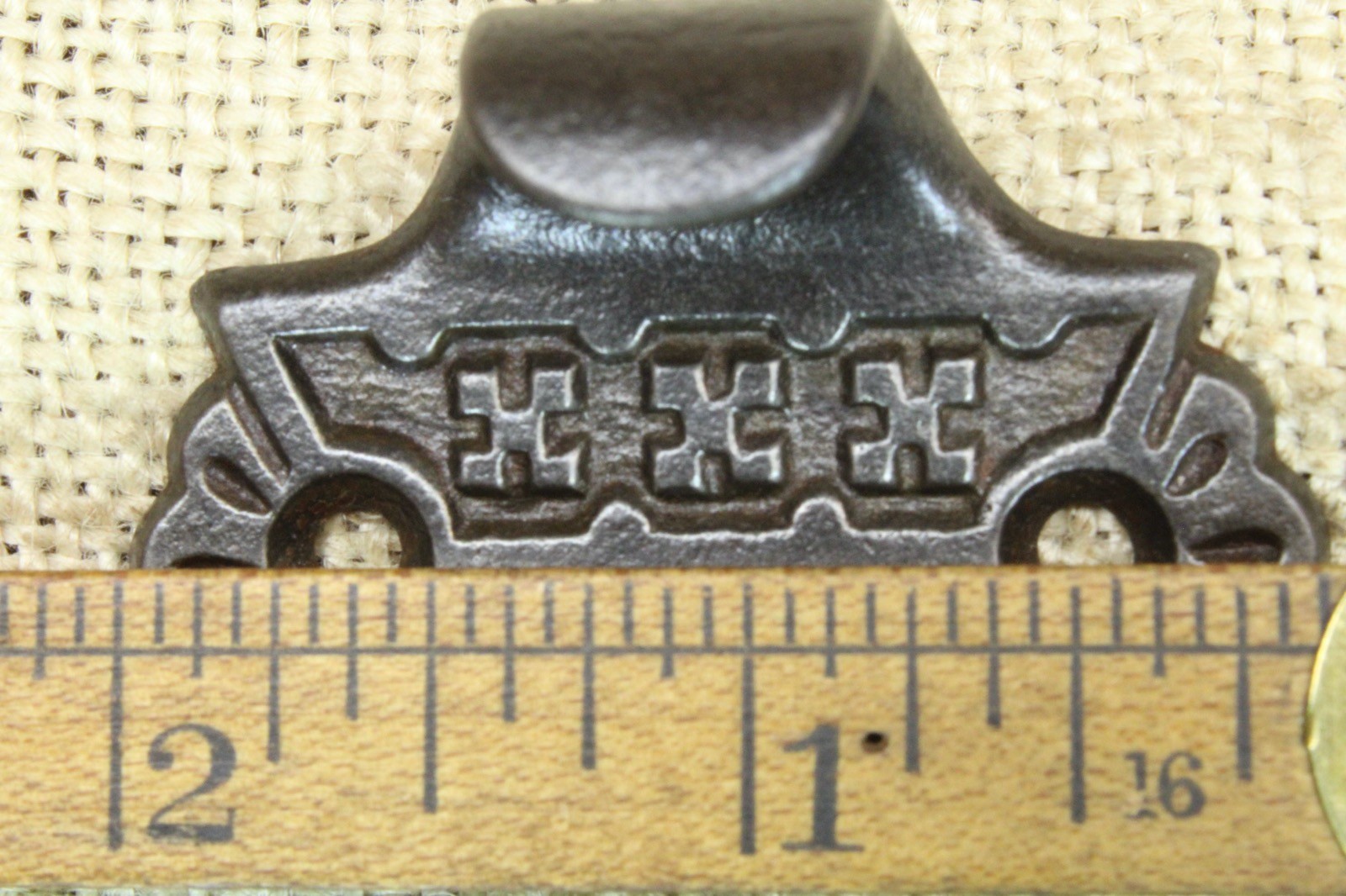 Old Window Sash Lift Pull Restored Cast Iron Eastlake Geometric X Flower Pattern
