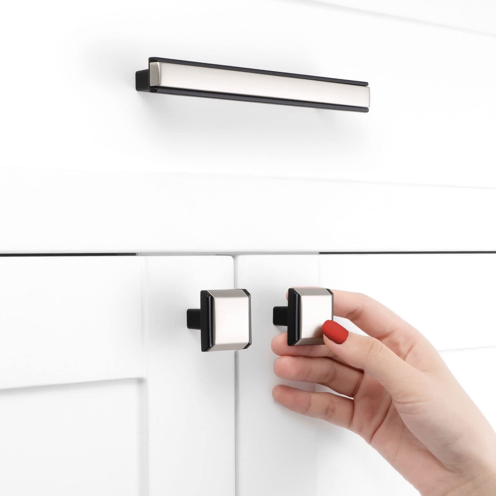 Nickel and Black Cabinet Knobs Brushed Nickel and Matte Black Drawer Knobs, 5…