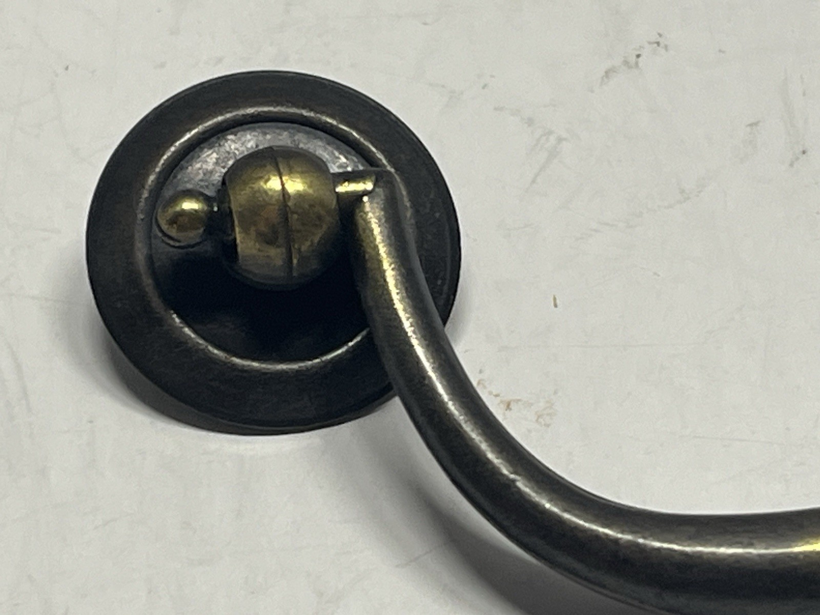 Vintage Lot (2) NOS KBC Antique Brass Drop Bail Pulls W/Backplates