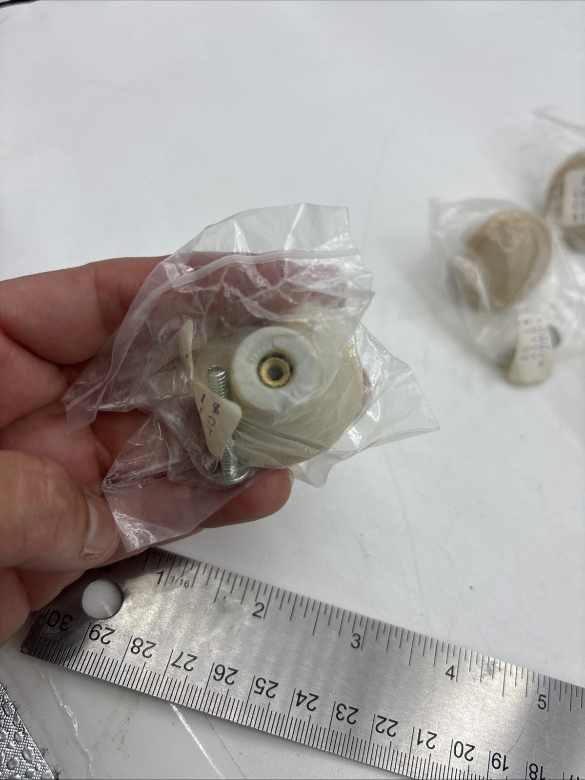 VTG Retro 1970’s Beige Orange Porcelain Cabinet Drawer Pull Knobs – Lot of 6 New