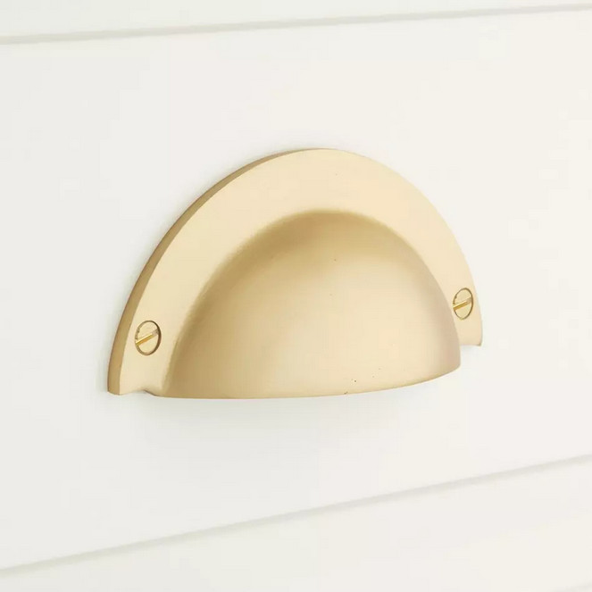 Rustic Style Brass Traditional Cup Pull – Satin Brass