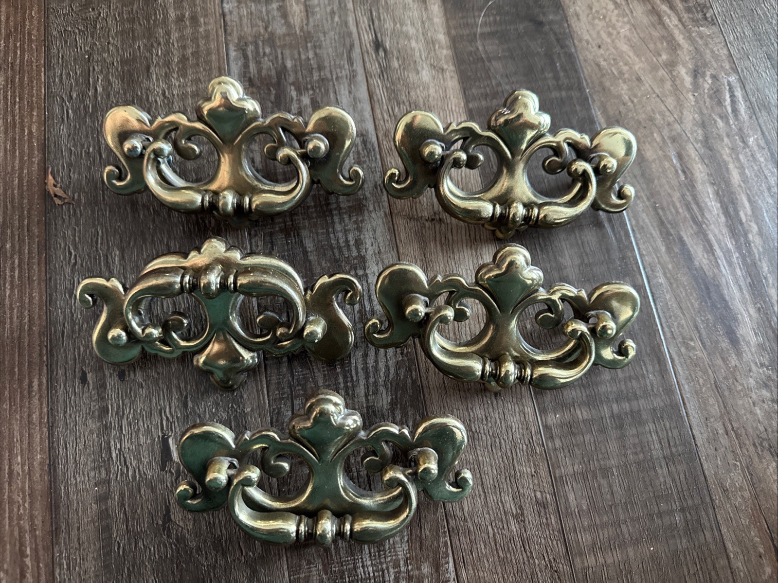 Vintage Cont B 1988 Drop Bail Drawer Pull Handle B1066 Shiny Brass 3″ Lot Of 5