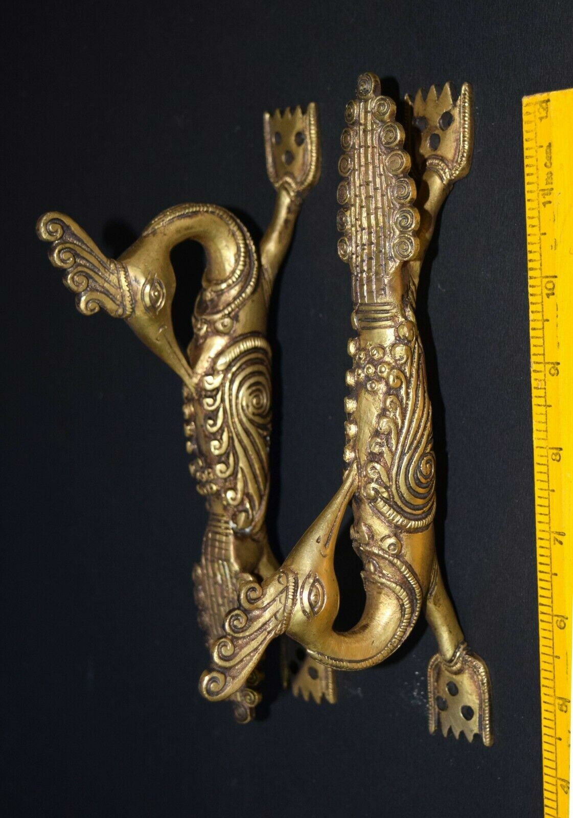 Brass Peacock Door Pull Set 8” Inches Bird Crafted Door Handles Furniture GTX