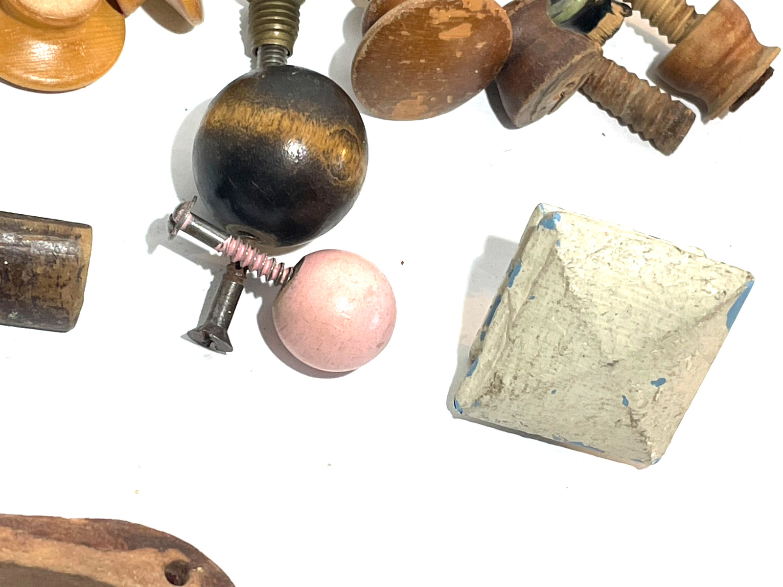 Vin. 1800’s~1920’s Salvaged Lot 52 Round, Square & Odd Wooden Drawer Pull Knobs