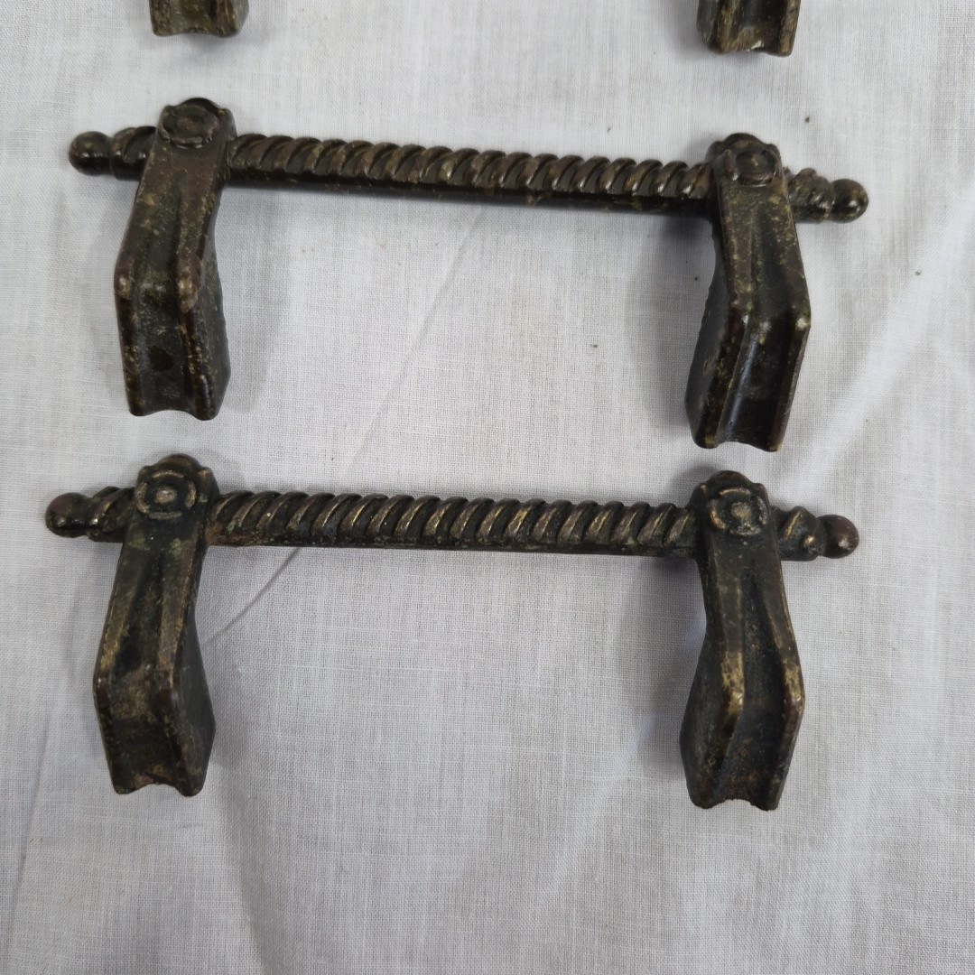Vintage 1970s Lot of 4 Ajax 958 Espana Rope Drawer Pulls 4.5in Brass Tone Metal