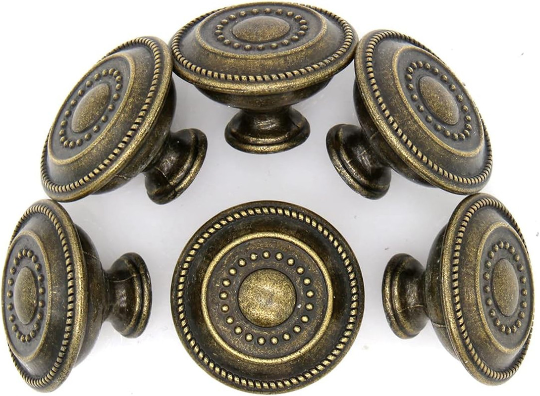 LXZ 6 Pcs Vintage Antique Brass Knobs Handles – Cabinet Drawer Knob Pulls with E