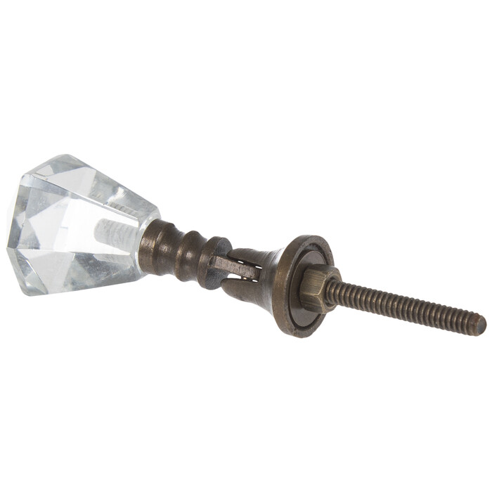 Vintage-Brass Teardrop Glass Drawer Pull Handle Furniture Cabinet Knob Hardware