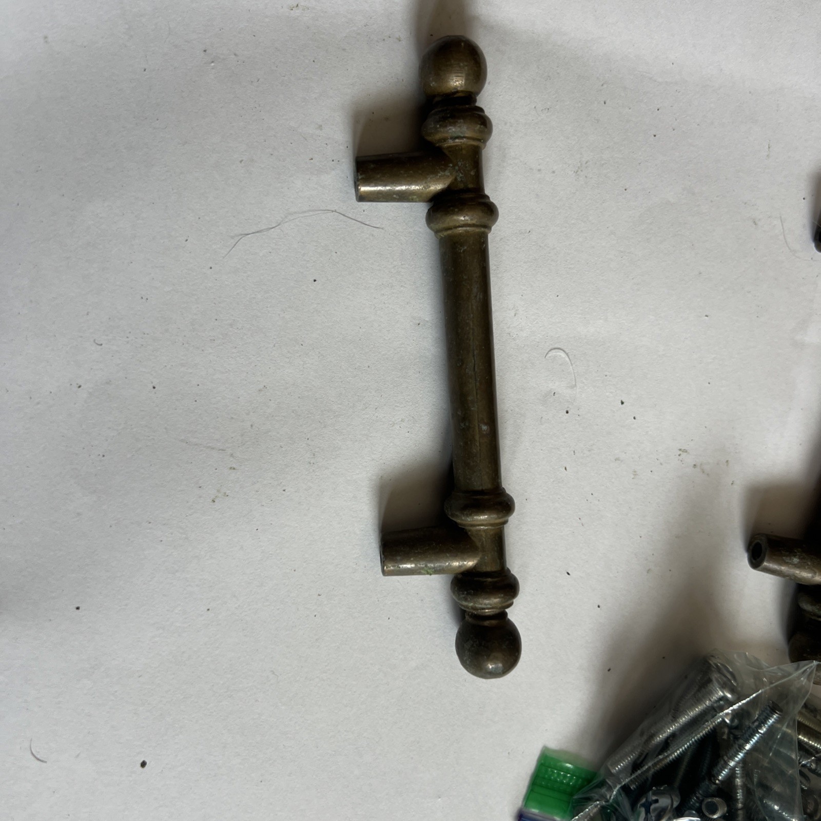 31 antique brass 3” center 5” (L) Cabinet Art Deco Drawer/door pulls Nice Patina