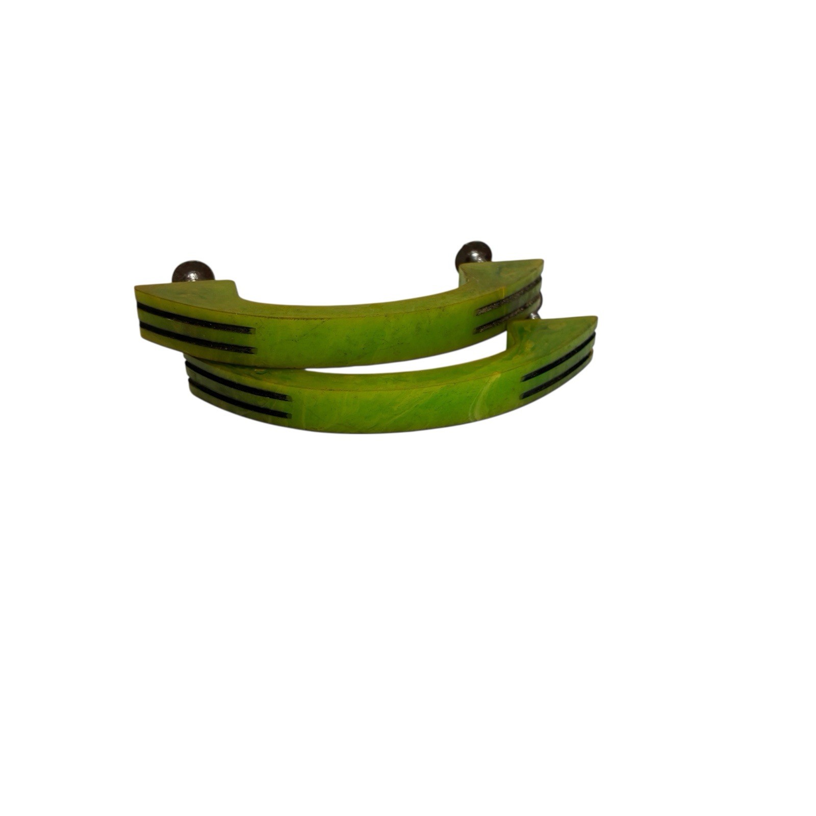 1940s Art Deco Green 4″ Drawer Pulls Cabinet Handles one Pair