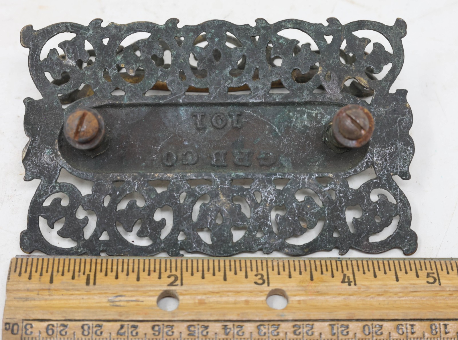 14-Pce Set Antique GRB Brass Bar Drawer Pulls Handles, Key, Locks, & Escutcheons