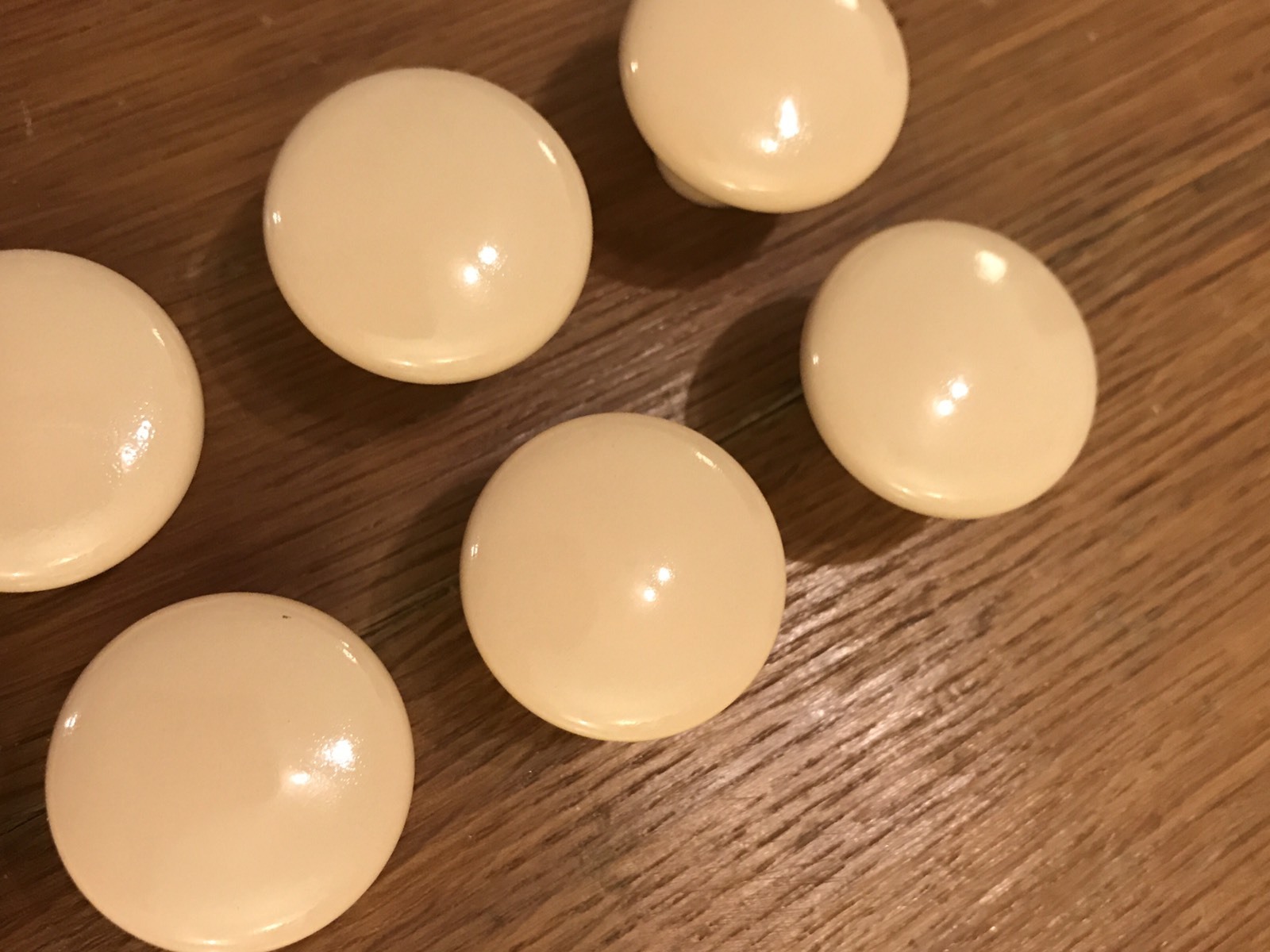 9 Knobs Ceramic Round Tan Beige Pedestal Mushroom Shape Cabinet Drawer Vintage