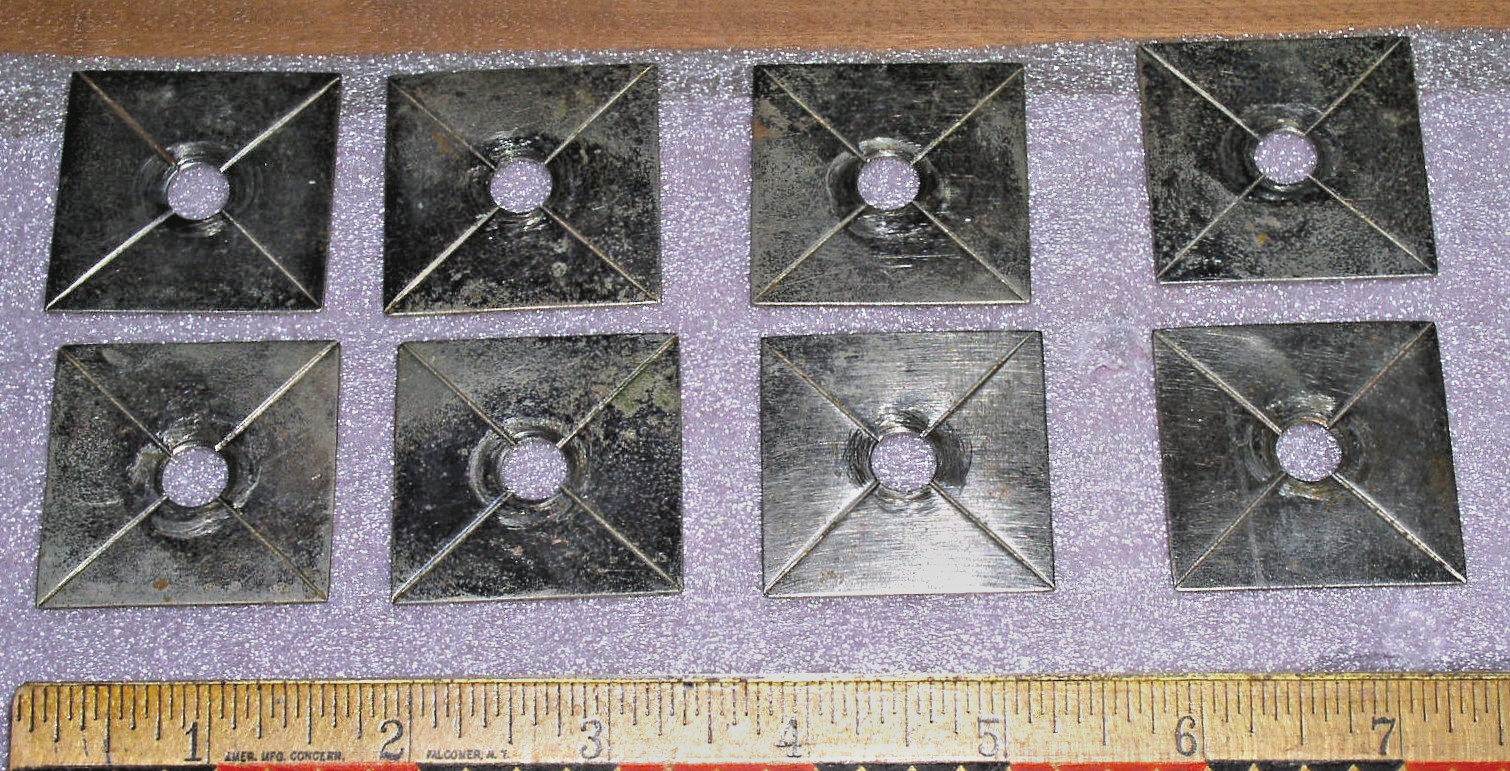Eastlake Period Back Plates Furniture Hardware Nickel over Brass 1″sq QTY (8)
