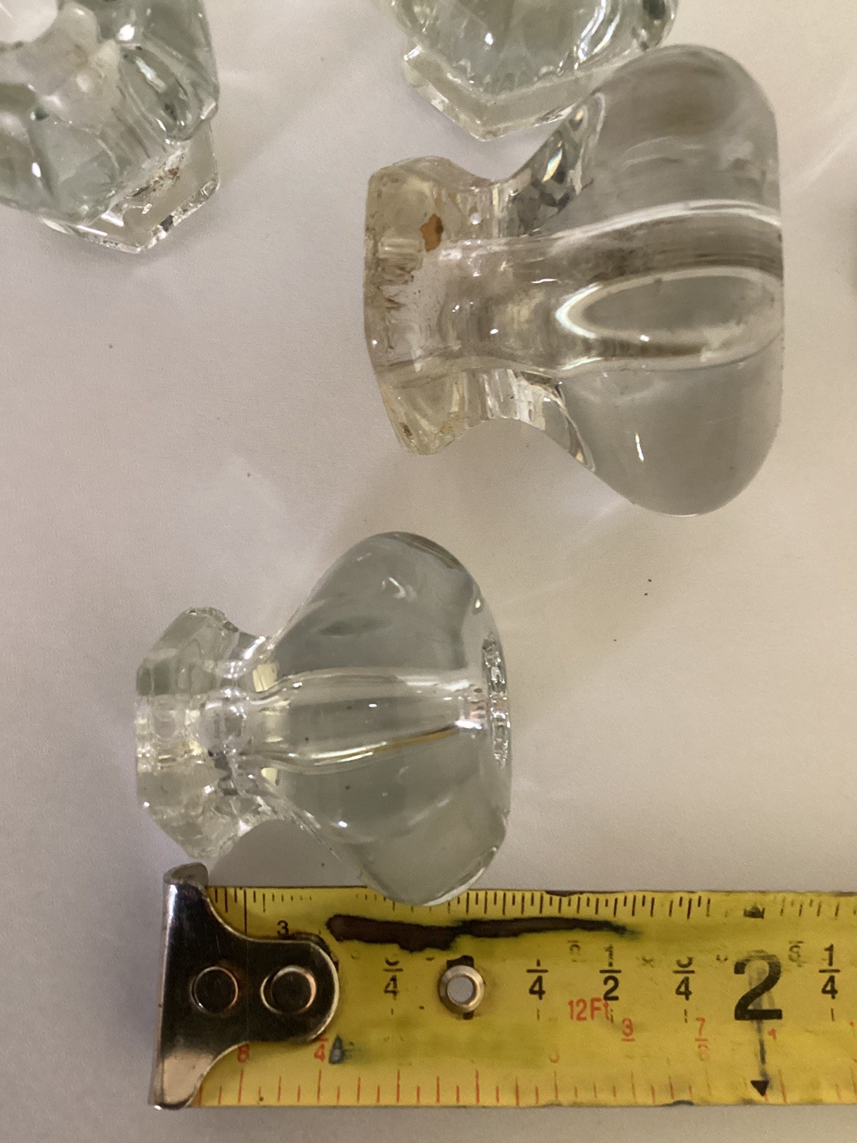 6 Vintage Depression Style 2 Size Hexagon Clear Glass Drawer/ Cabinet Knob Pulls
