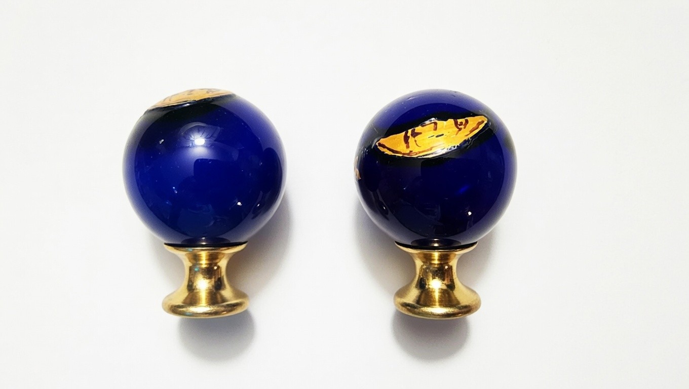 VTG Blue Celtic Porcelain Brass Knobs Drawer Pulls With Hardware