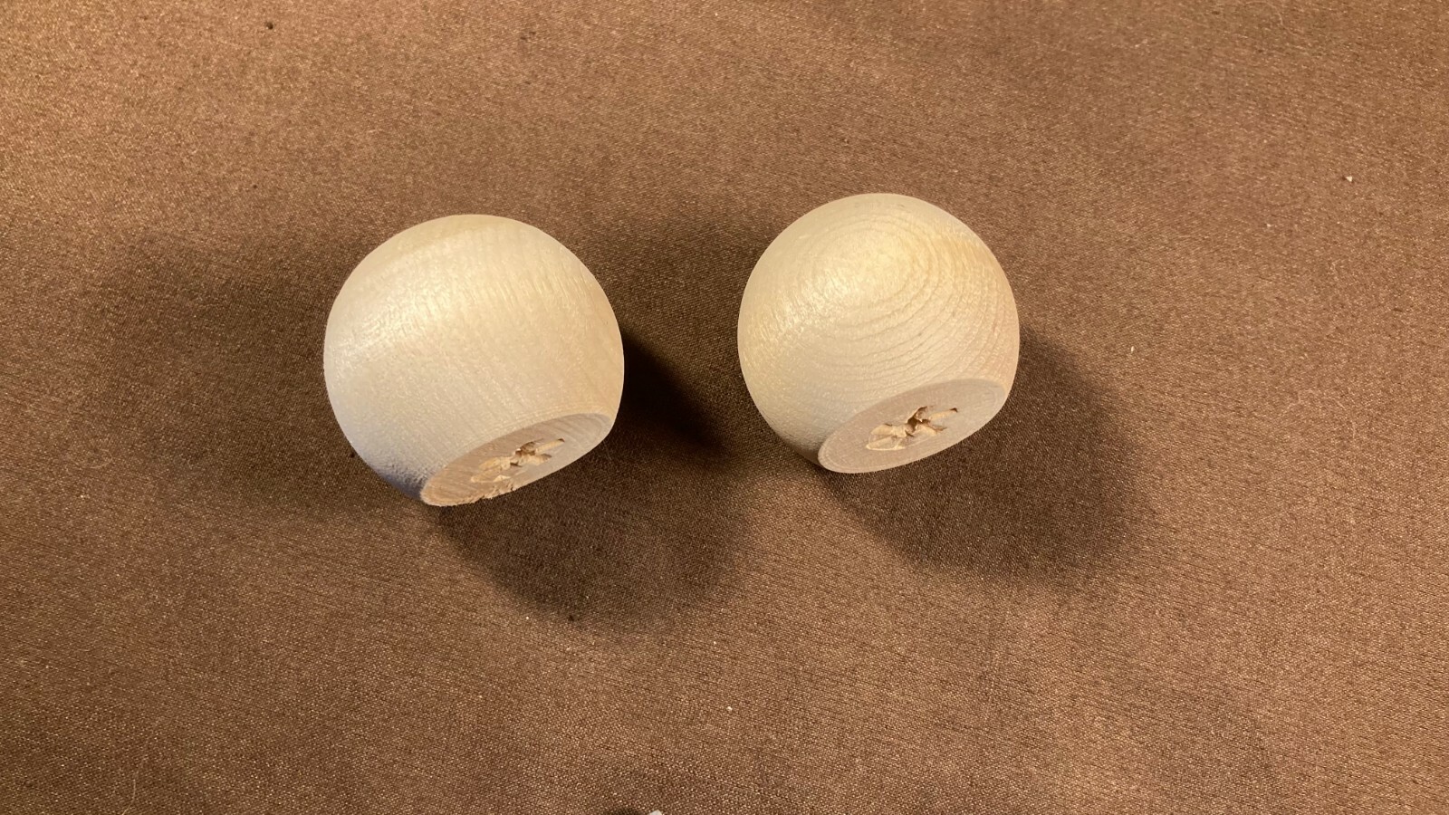 Pair of Wood Round Ball Orb Knob Pulls Vintage Furniture Dresser Drawer MCM USA