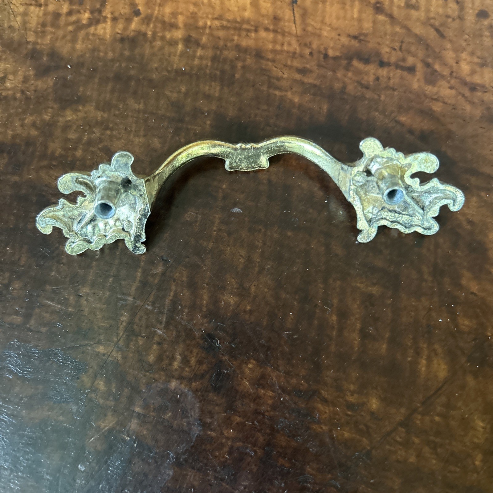 6 Vintage NOS Ajax Drawer Pulls Handles Scroll White Gold Ornate Hardware 990