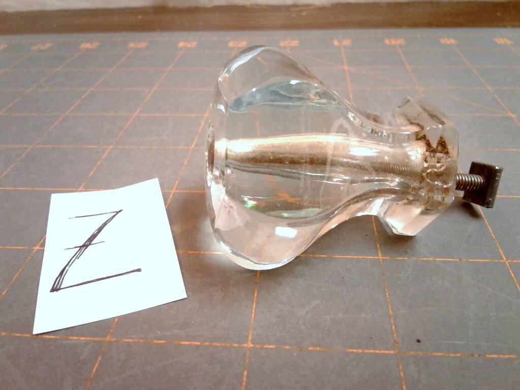Antique Clear Glass Drawer Knob Pull with Screw 1920 Era
