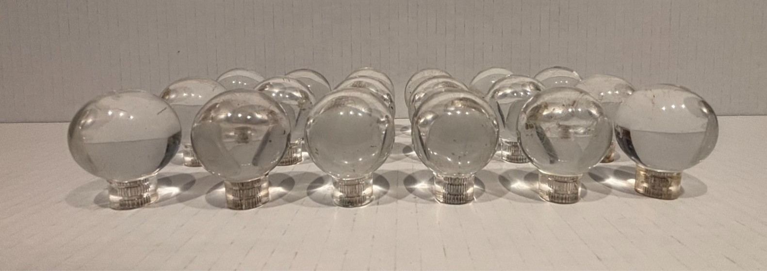 VTG LUCITE BALL DRAWER KNOBS LOT 18, MID CENTURY, SARASOTA TEAR DOWN, 1.5″ 1970′