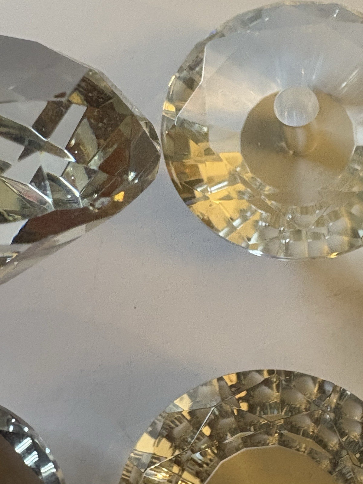 10 Crystal Glass Diamond Shaped Cabinet or Drawer Knobs 2 3/8 Inches Diameter