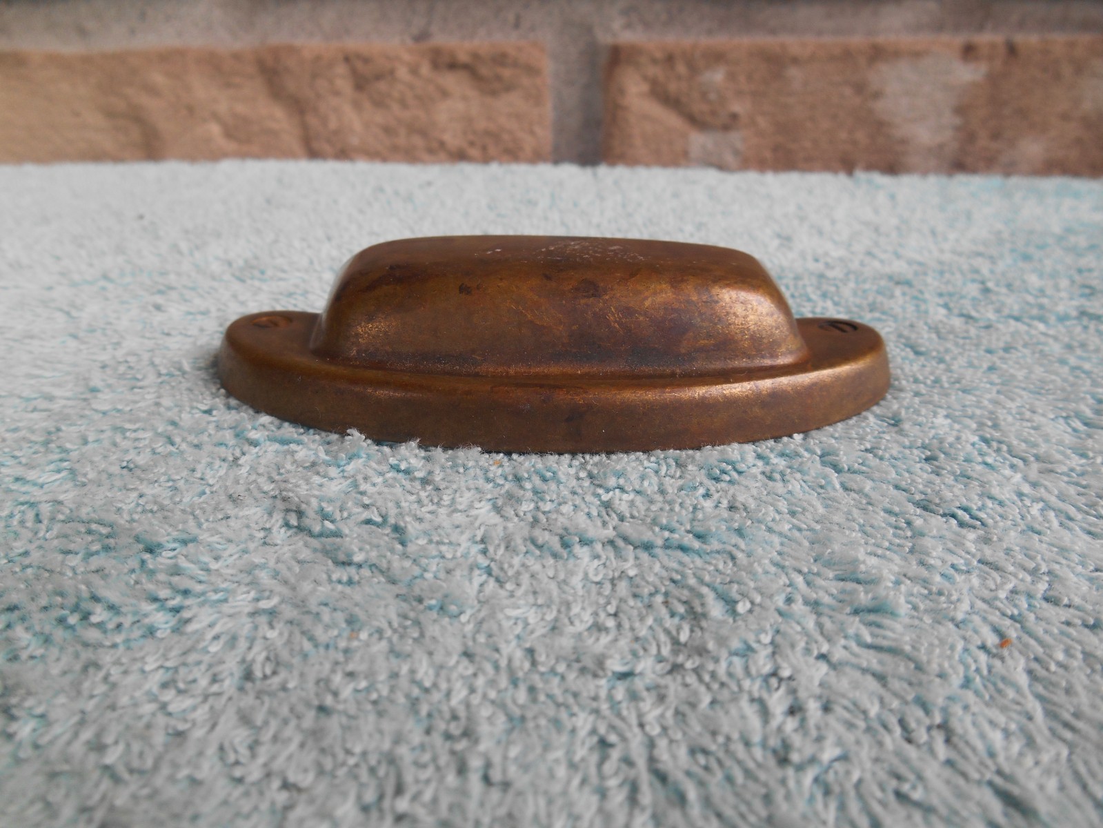 LOT OF 3 BRASS TONED DIE-CAST METAL DRAWER PULLS OR HANDLES WITH SCREWS
