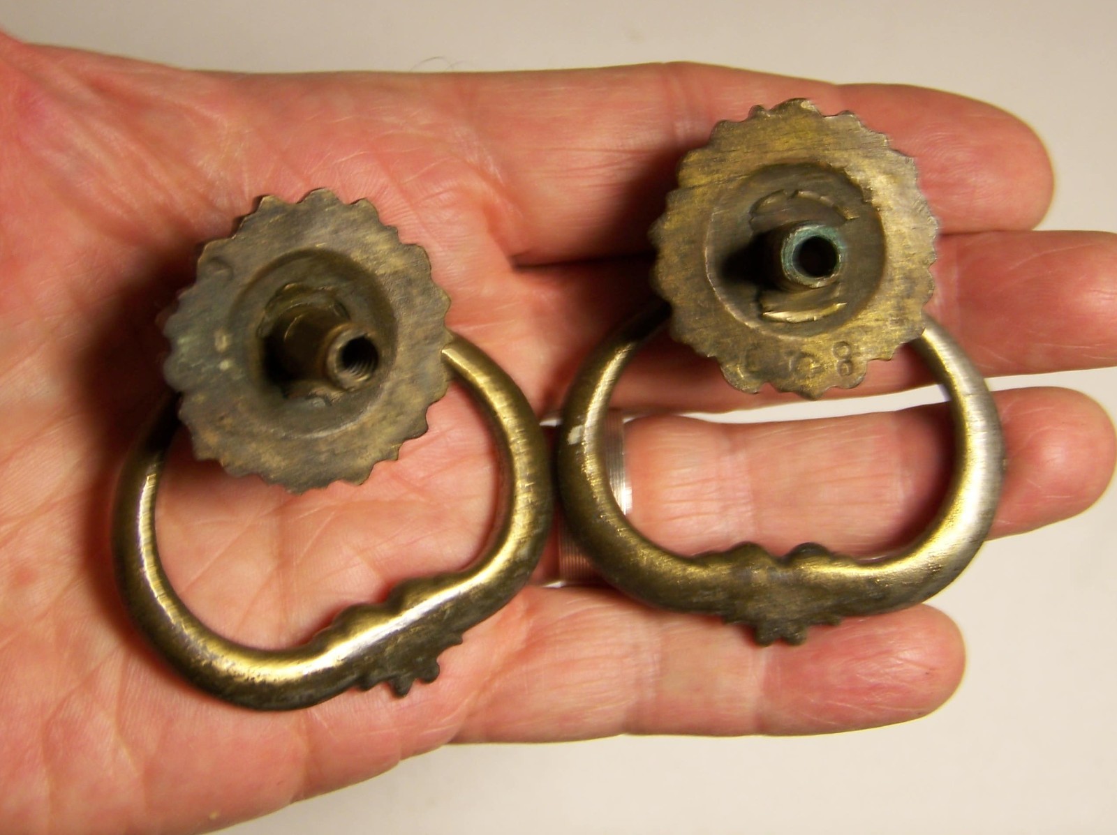2 Drop Ring Pulls, Brass, Ornate, Vintage/Antique, Architectural Salvage