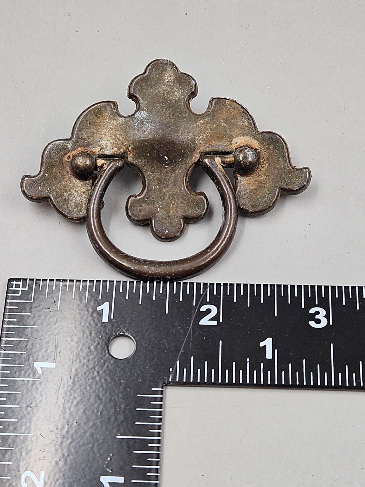 Vintage Cast Metal Bronze Tone 6 Chippendale Batwing Style Drop Bail Pull Handle