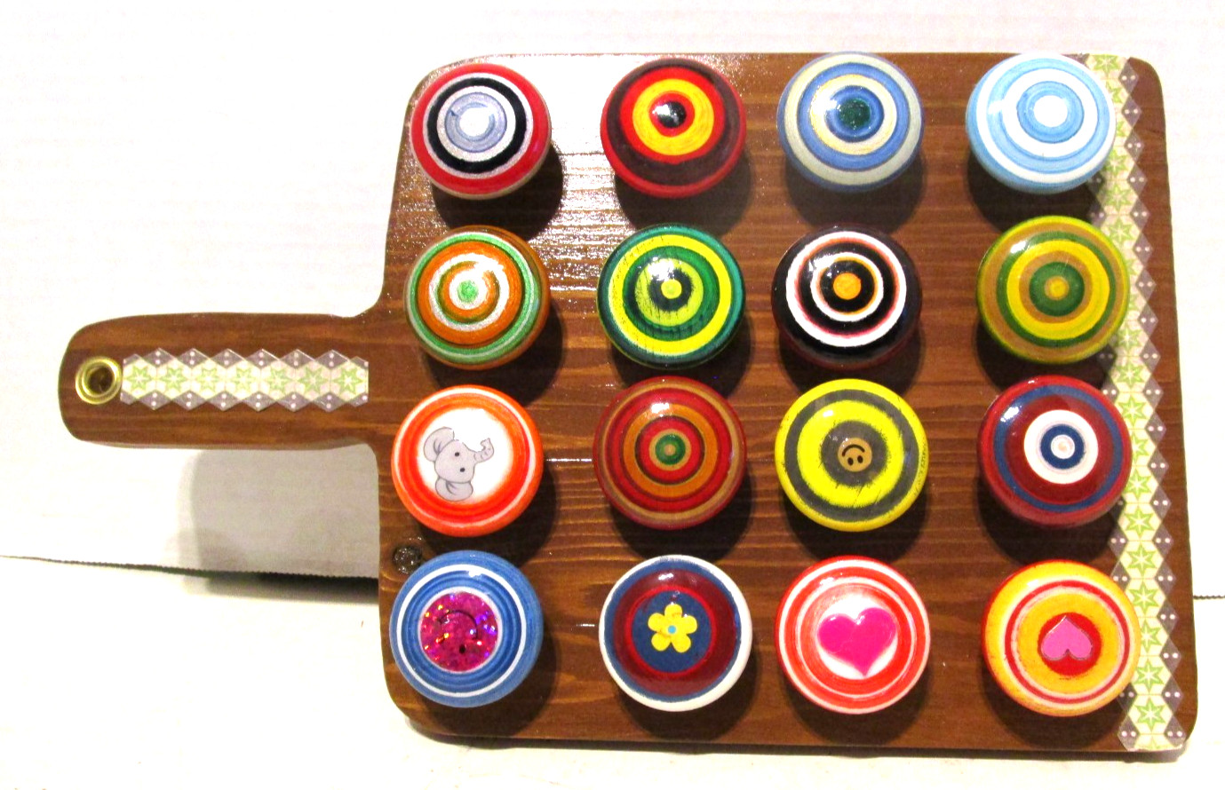 (20) Floral BOHO Cabinet Knobs single mount Hand Painted Drawer Pulls 1.5” Wood