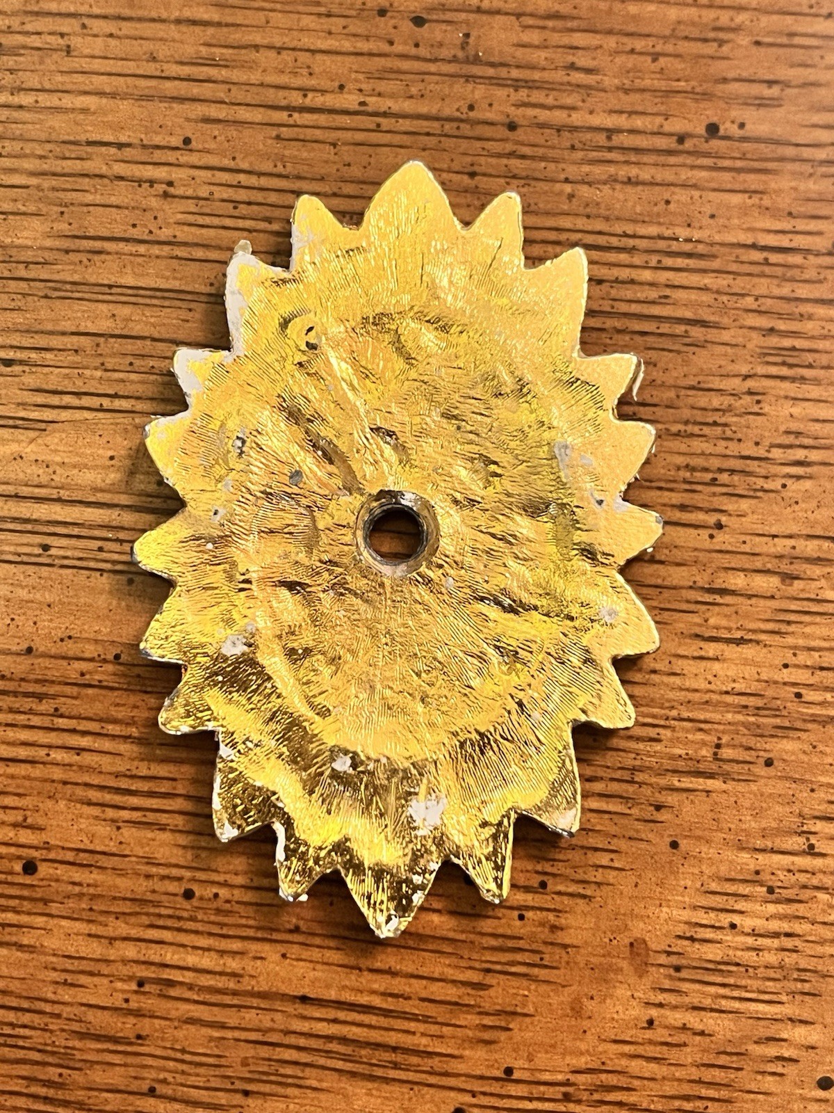 Antique Vtg Solid Brass Bobeche Rosette Acanthus Leaf Motif Cabinet Pull Backing