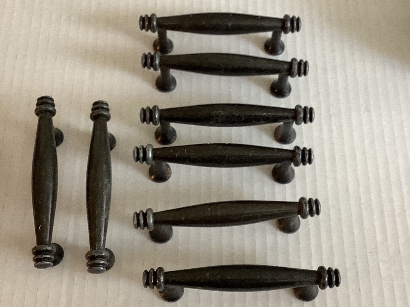 SET OF 8! VINTAGE CABINET DOOR / DRAWER PULLS BLACK /GRAY 3” C TO C