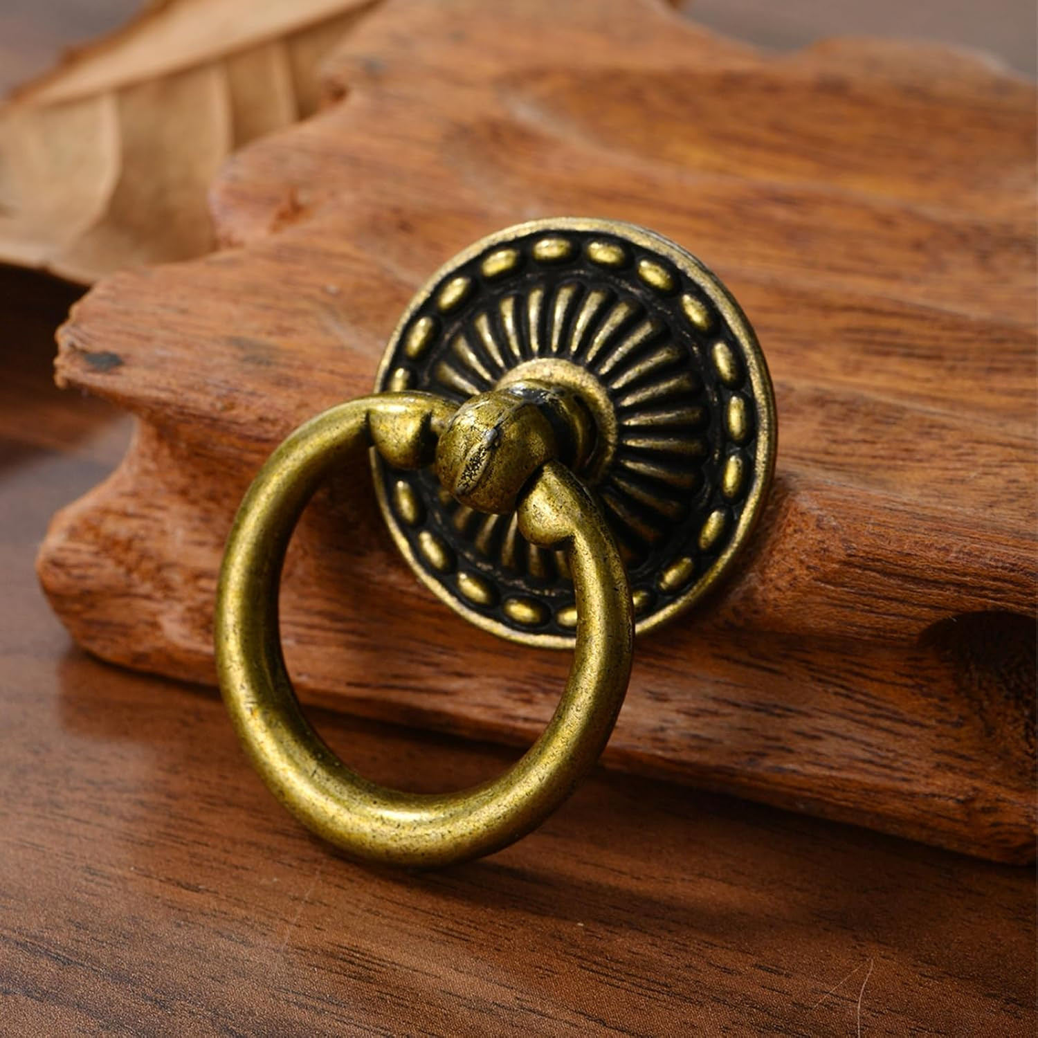 Chris.W 6pcs Vintage Bronze Drop Ring Knobs Pulls Handles for Dresser