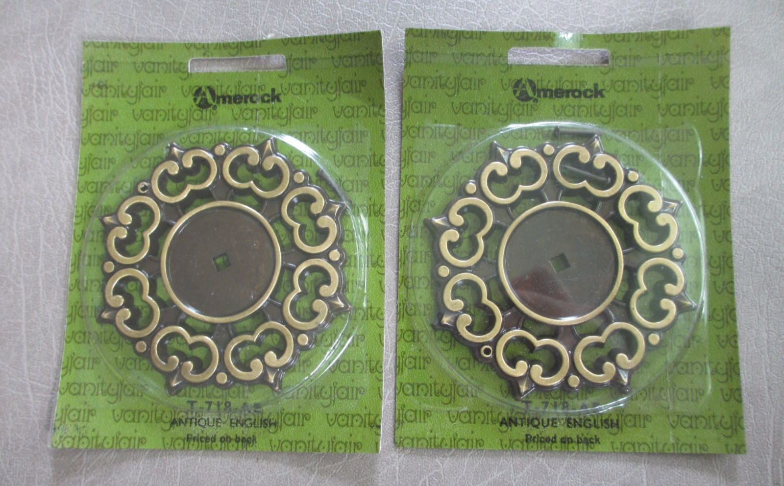 Vintage MCM Amerock Antique English T-718 BP718 Backplate Lot of 2 Vanity Fair