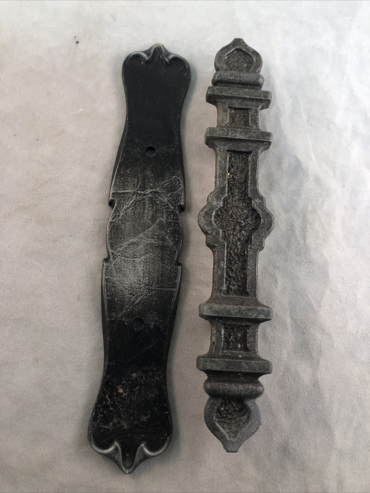 1 Vintage 6 3/4” Gothic Metal Dresser Cabinet Drawer Pull Handle Back Plate 9588