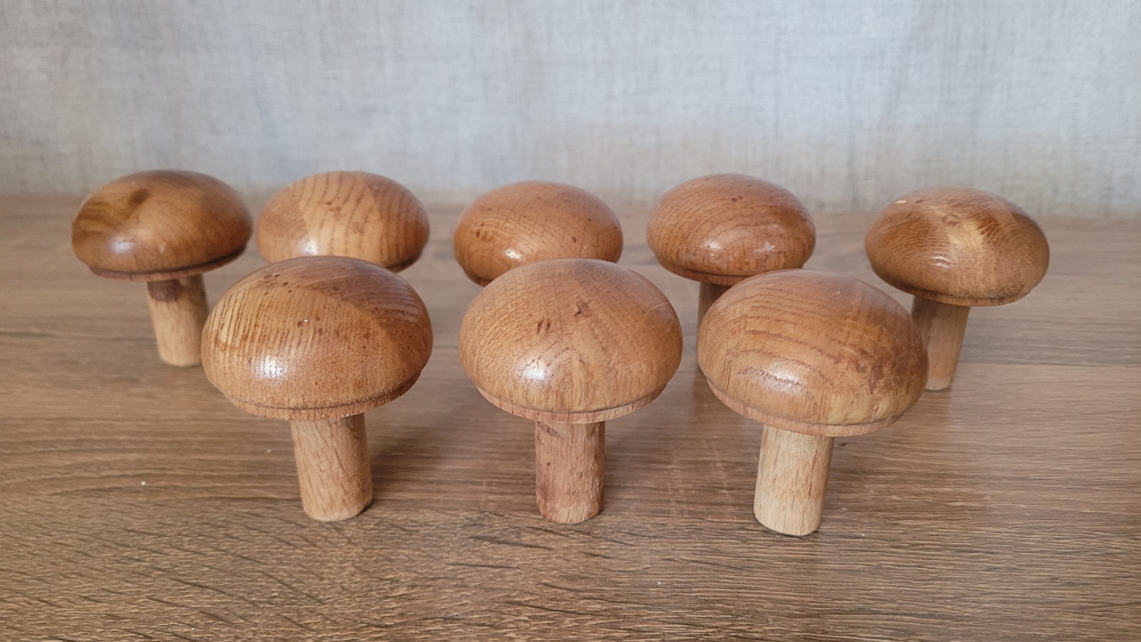Vintage Wood Drawer Pulls Mushroom Shaped