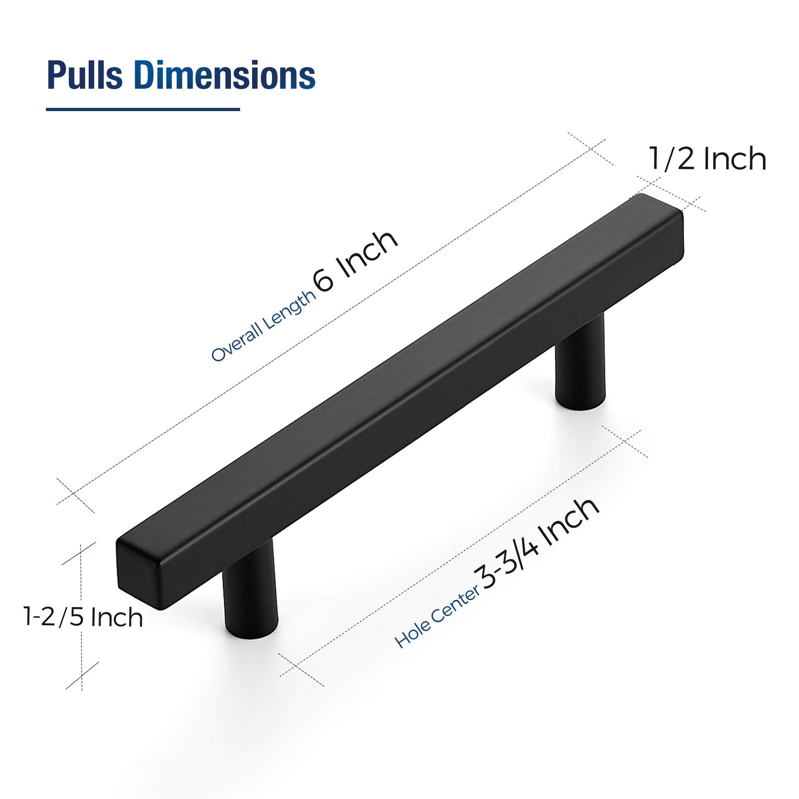 Joy Decor 60 Pack 3-3/4 Inch Matte Black Square Cabinet Handles Stainless Steel