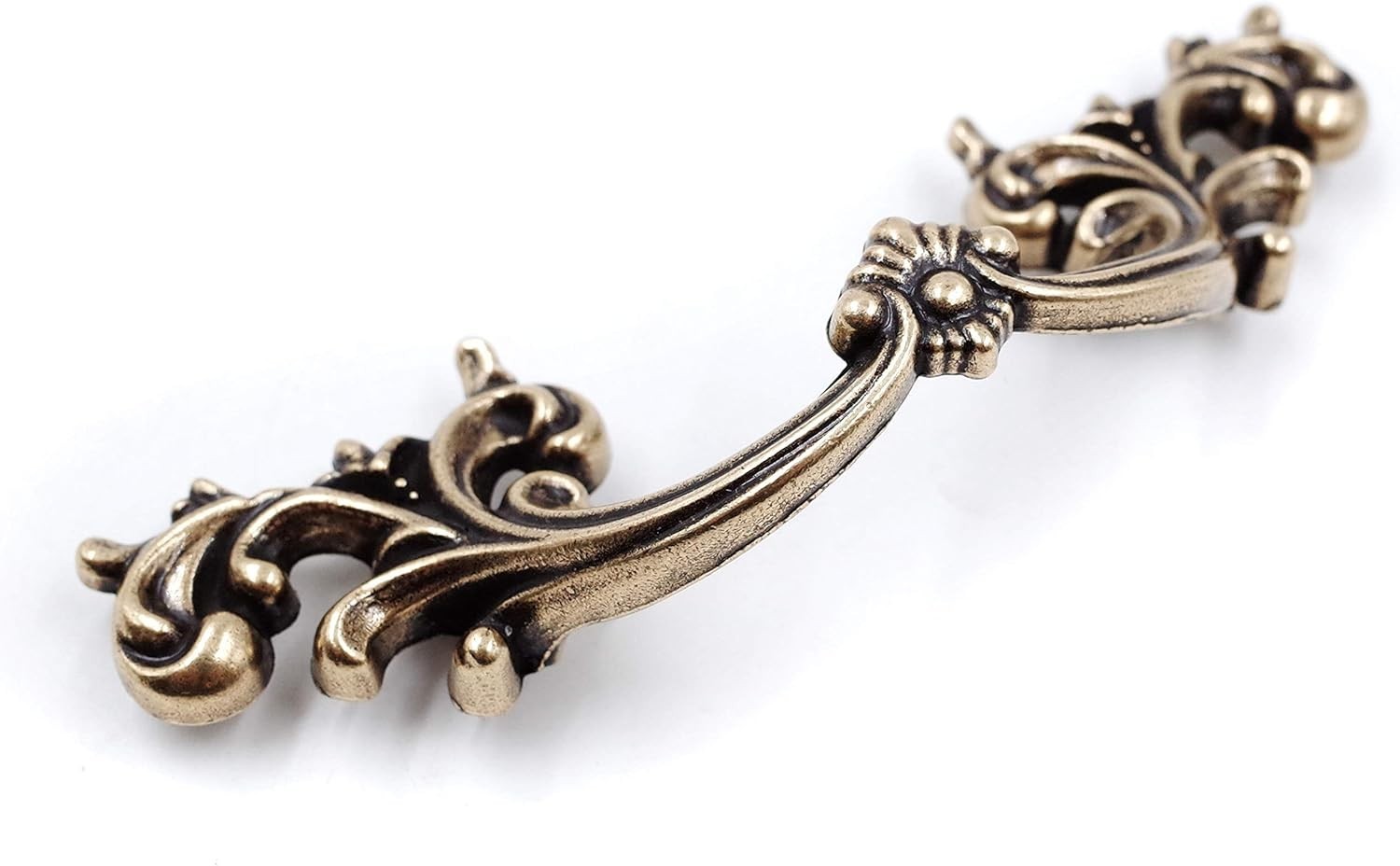 French Provincial Drawer Pulls – 6-Pack, Antique Brass, 2-1/2″ Hole Centers, Vin