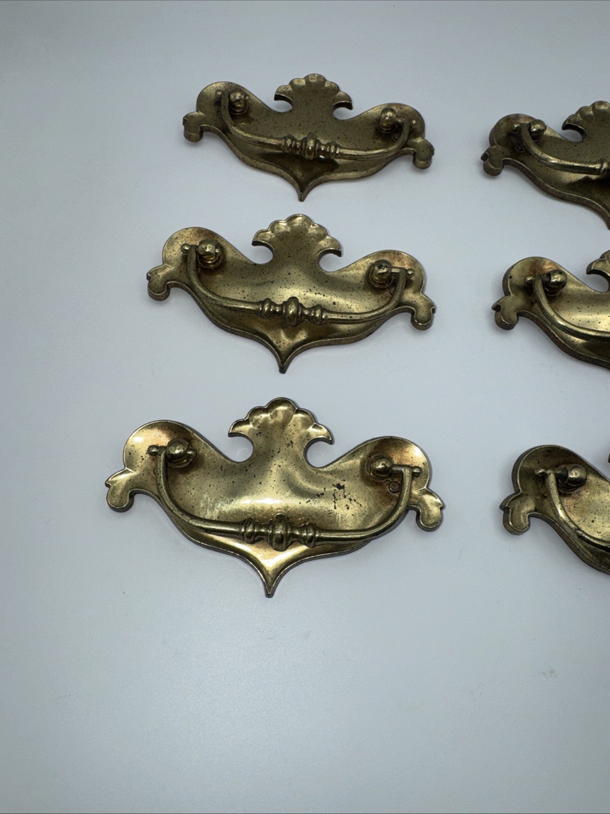 Vintage Set Of 6 KBC Keeler Brass Co N-609 Ornate Brass Drop Bail Handles/Pulls