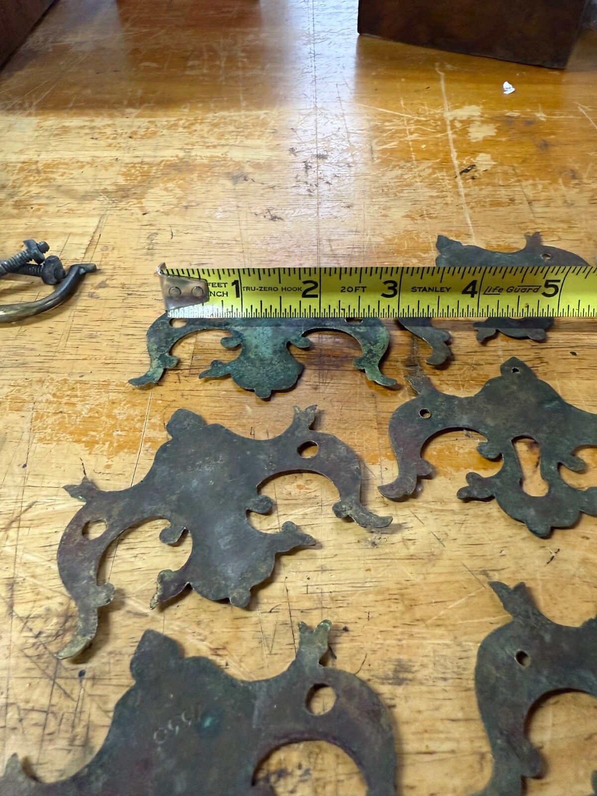 antique chippendale batwing brass set 18th hardware tall chest 1780