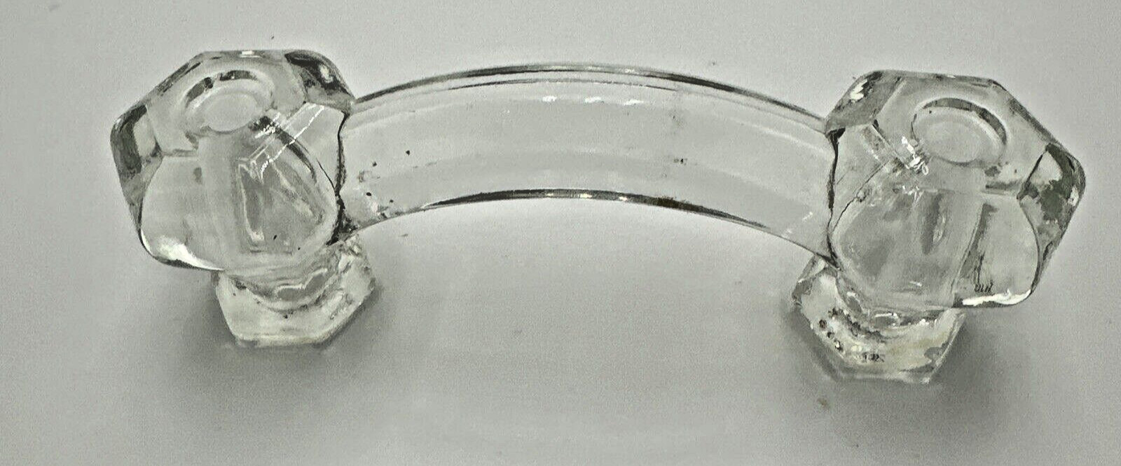 VTG Clear Glass Dresser Drawer Cabinet PULL Handles Hexagon 6 point 4.5″