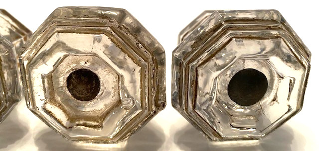 Set of 6 Antique Clear Glass 2″ Octagon Dresser/Cabinet Pulls/Knobs w/Screws