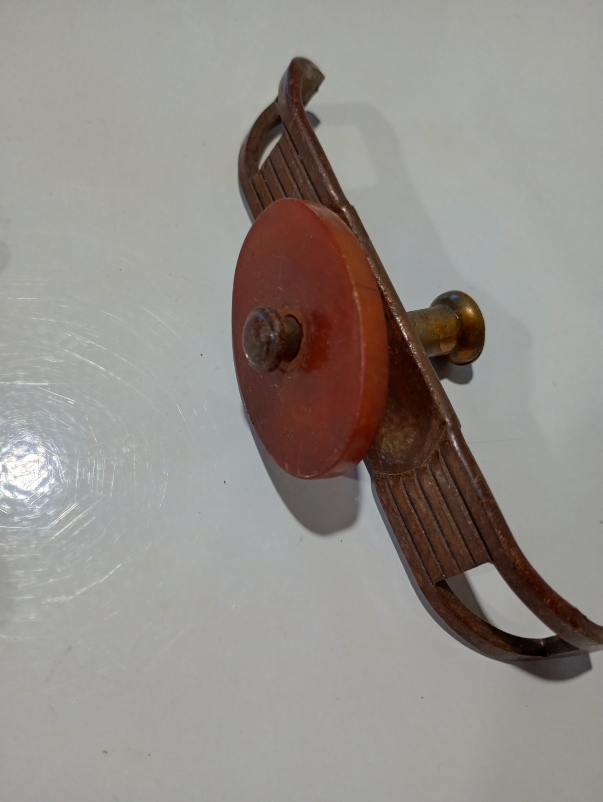 Vtg. Drawer Pulls, Brass, Bakelite, Art Deco, 4″ x 3/4″, set of 6 Rare