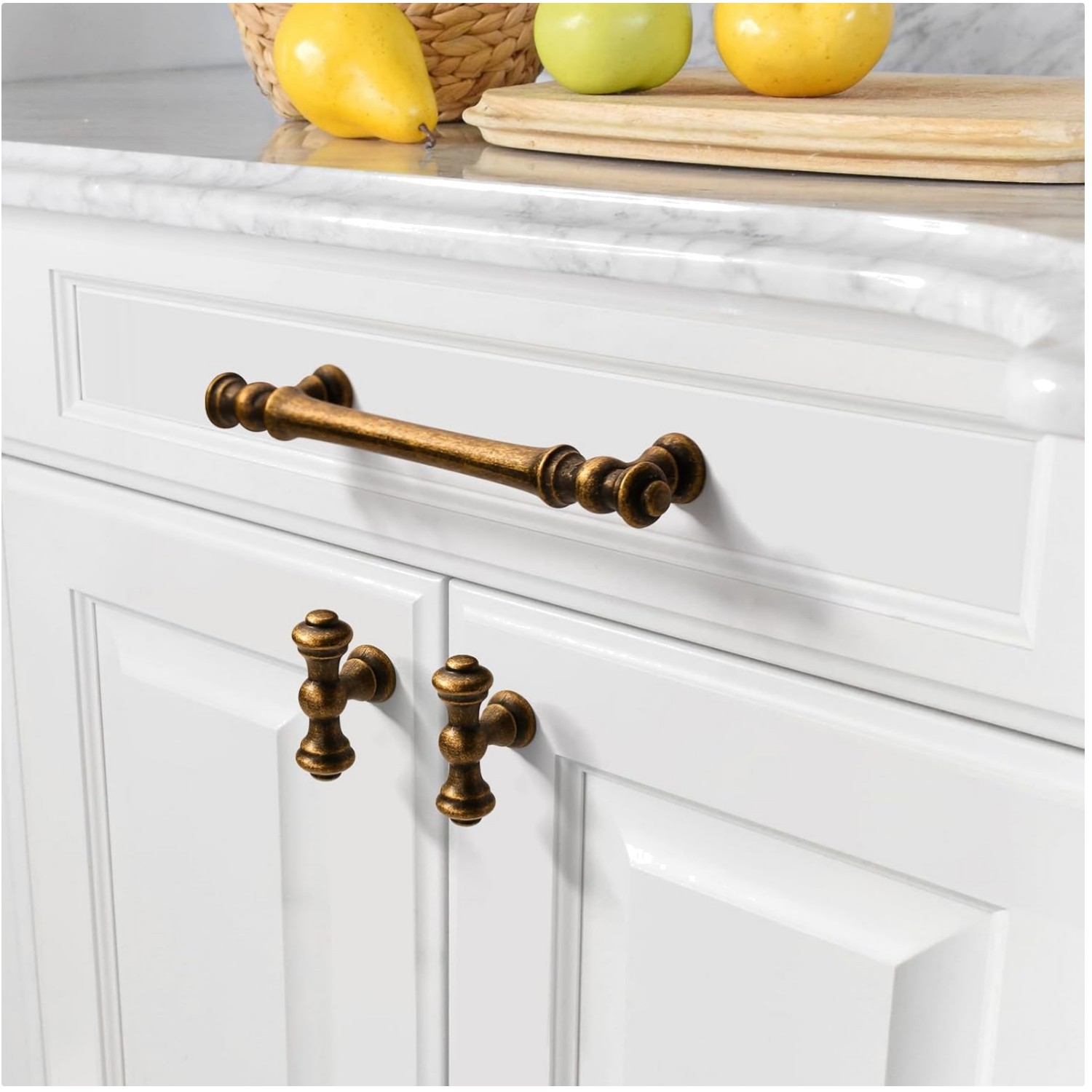 5 Inch Antique Brass Cabinet Pulls, 10 Pack