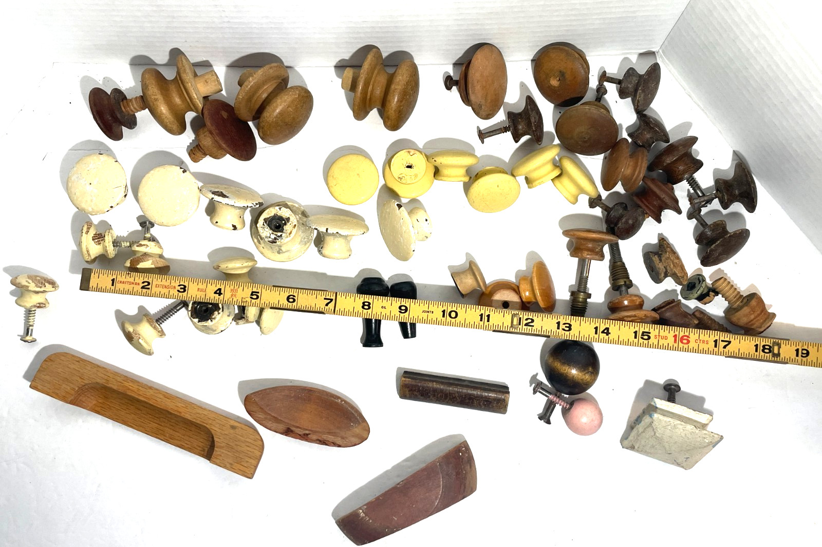 Vin. 1800’s~1920’s Salvaged Lot 52 Round, Square & Odd Wooden Drawer Pull Knobs